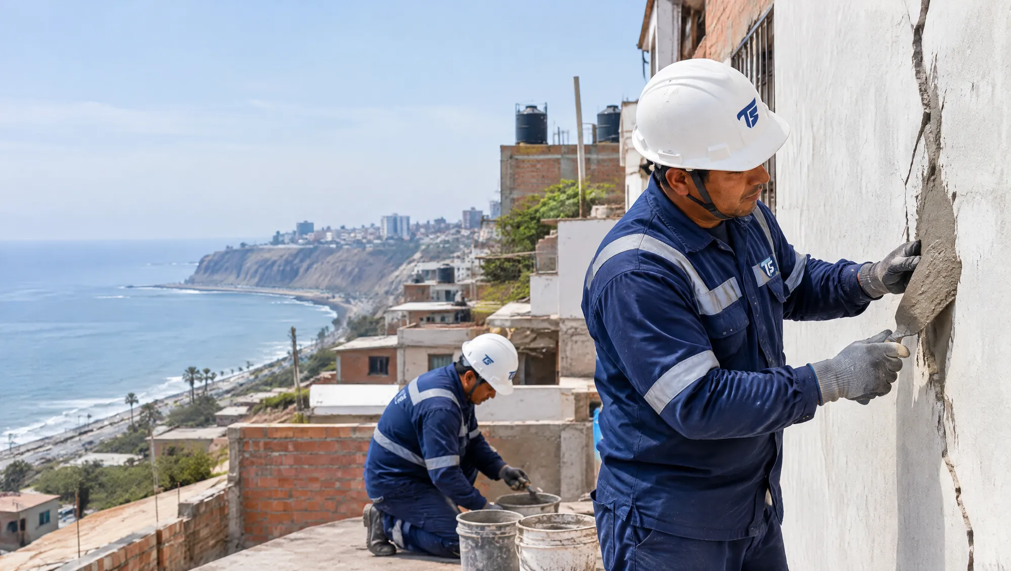 Reparación de rajaduras en la fachada de una casa en Chorrillos