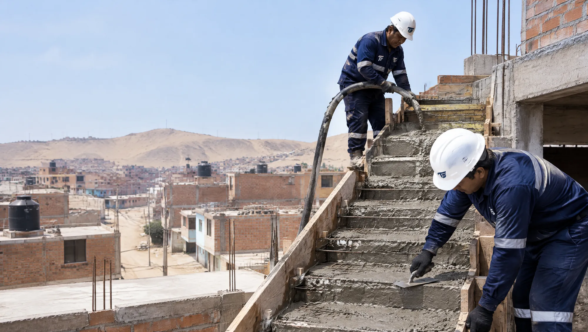 Construcción de una escalera de concreto en Villa El Salvador