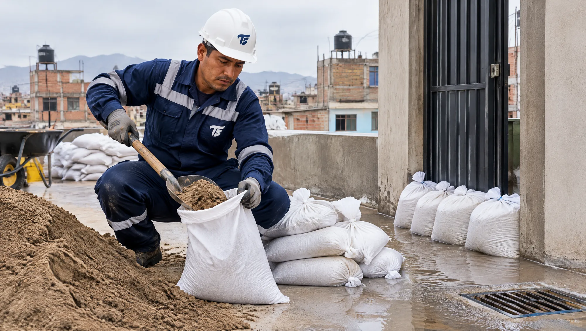 Sacos de arena para inundaciones: foto de Albañiles TS