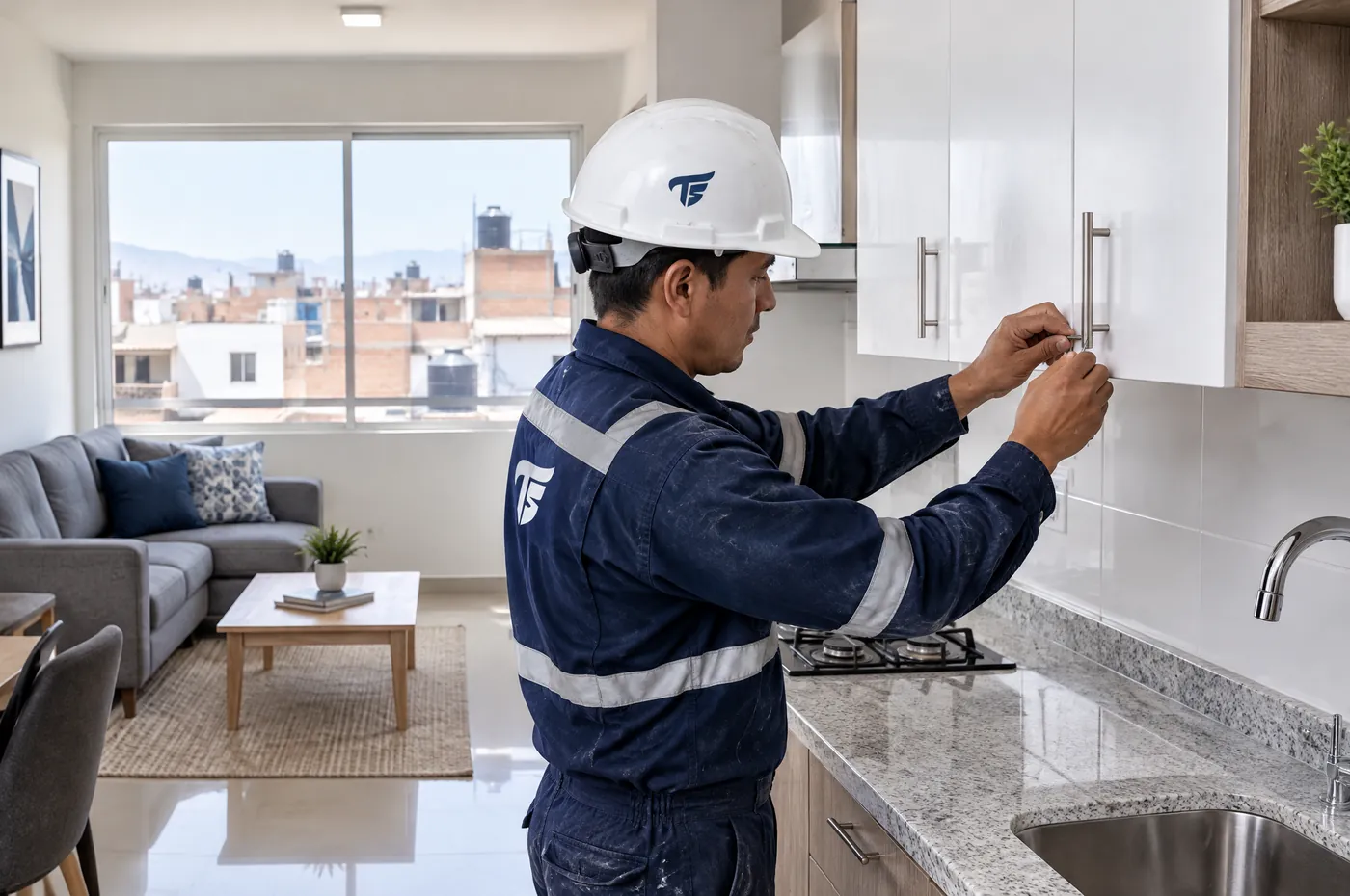 Cocina y sala remodeladas por Albañiles TS